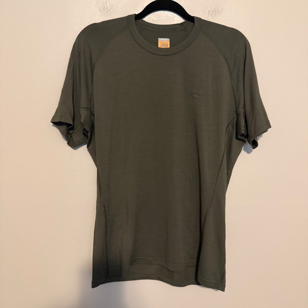 Icebreaker Bodyfit 200 Merino Wool base layer tee shirt XL green outdoor hiking